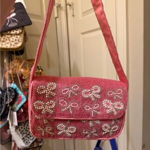 Sincerely Jules Pink Beaded Bow Handbag